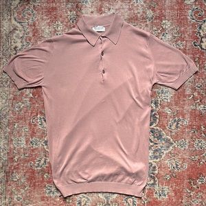 John Smedley Knit Adrian Sea Island Cotton Polo Small